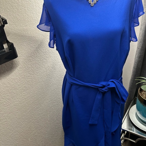 Shelby & Palmer Royal Blue Ruffle Sleeve Dress - Picture 2 of 6